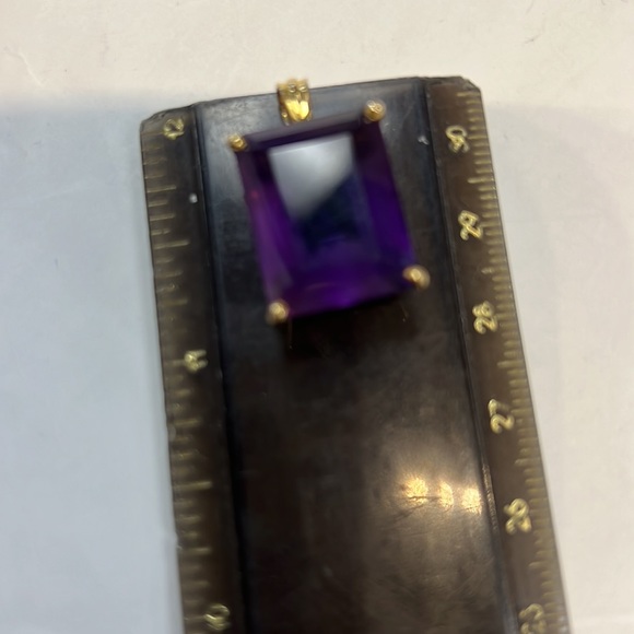 Amethyst 18K Solid Gold Pendant - Picture 3 of 7